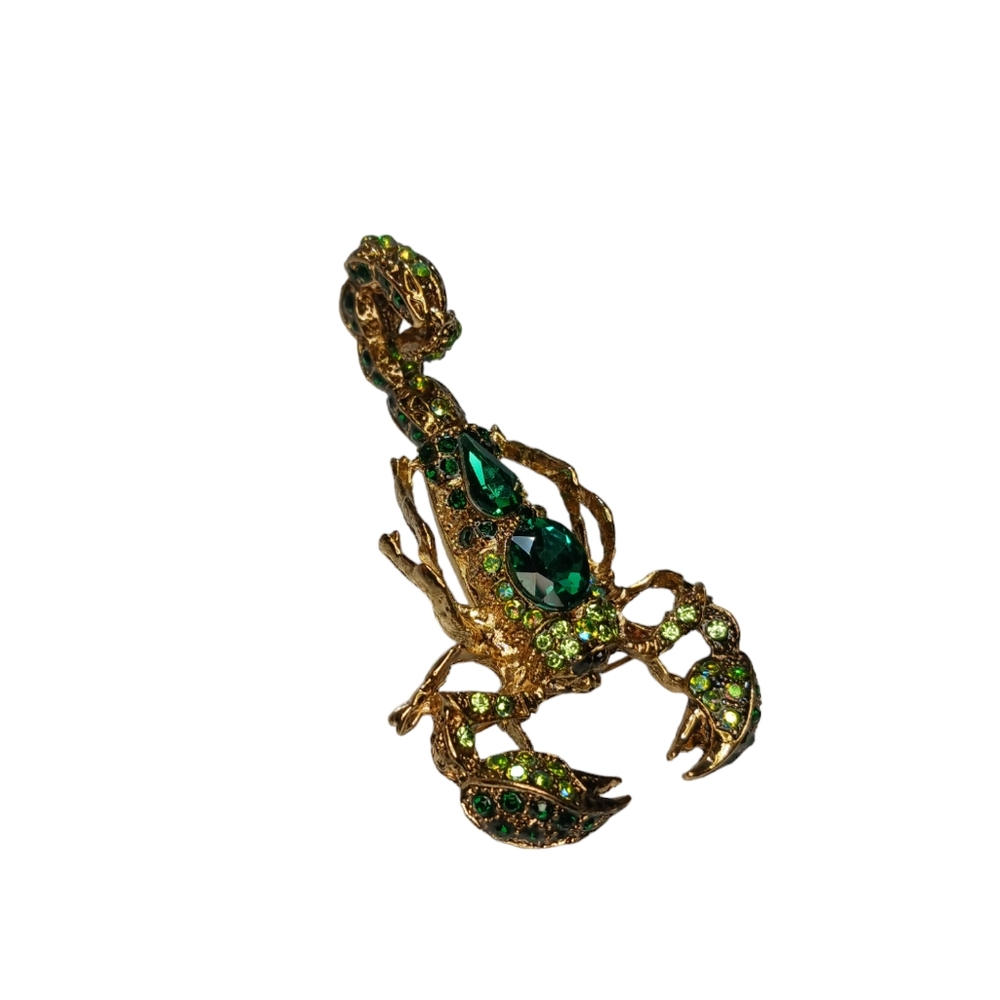 Scorpion Crystal Rhinestone Bling Articulated Stinger Brooch Pendant - Picture 12 of 13